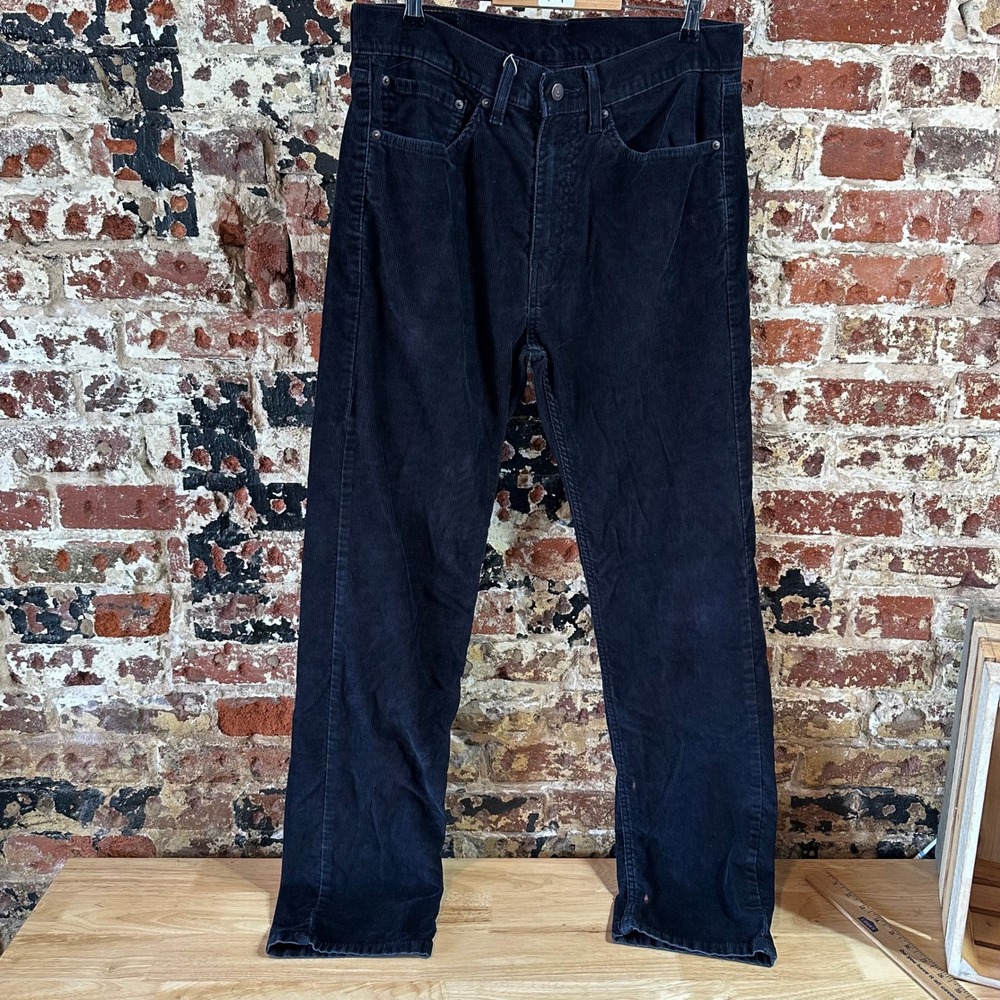 Levi's 505 Straight Leg Regular Fit Corduroy Black Jeans Mens Size 34x34 Levis